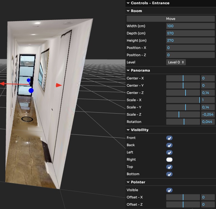 Room displayed in 3D View after adjusting parameters