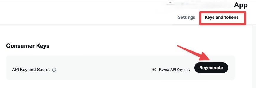 Twitter Keys and Tokens - Regenerate
