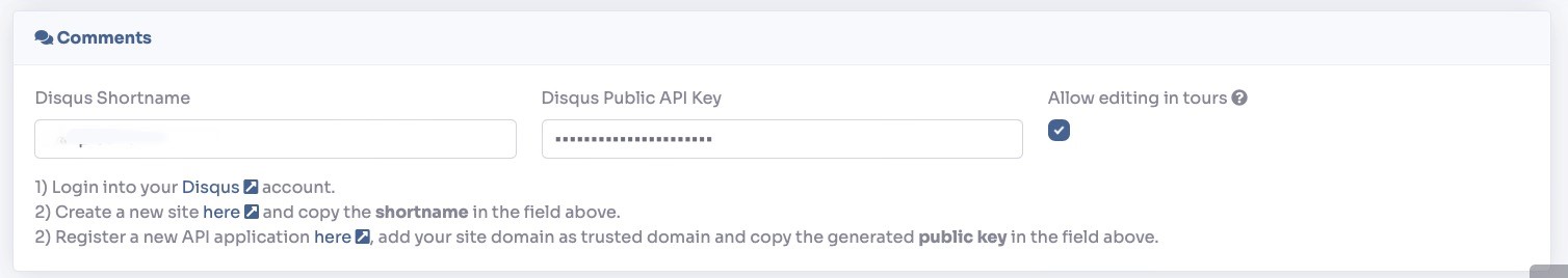General Settings - Comments section