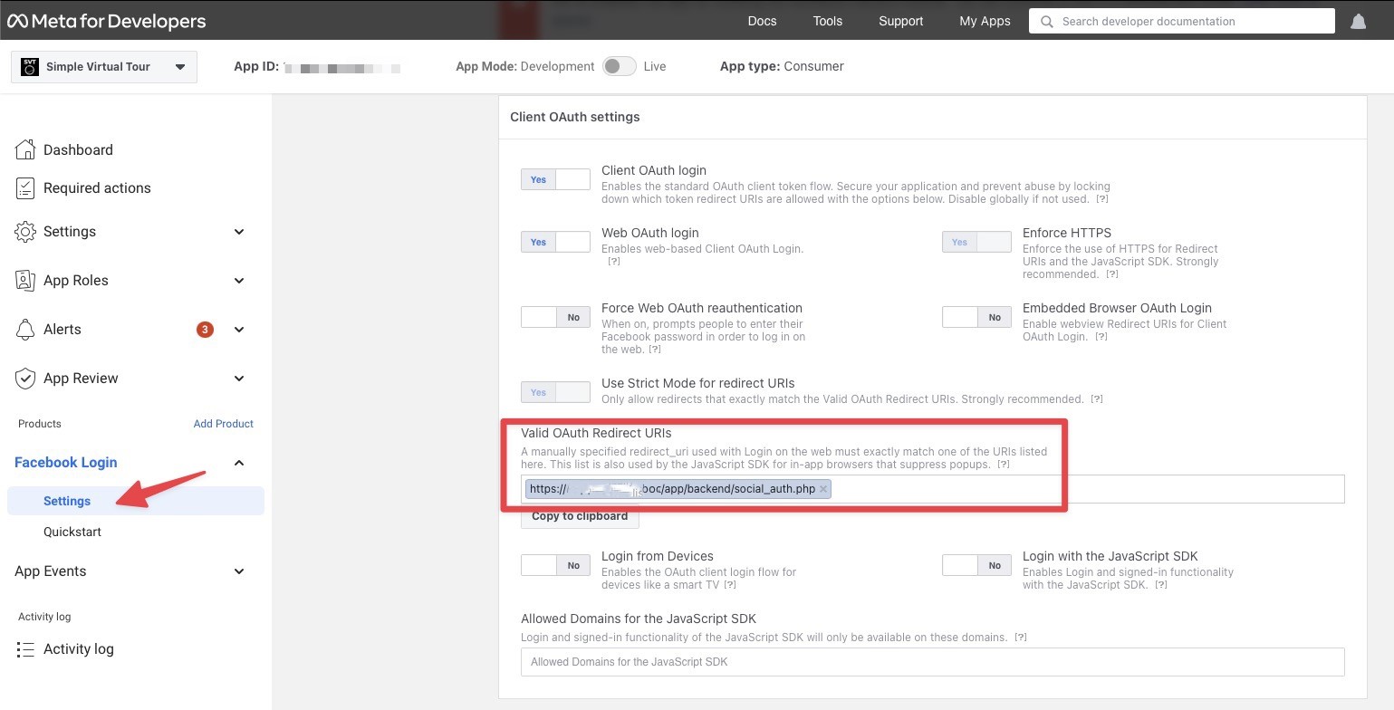 Facebook Login - OAuth Redirect URL