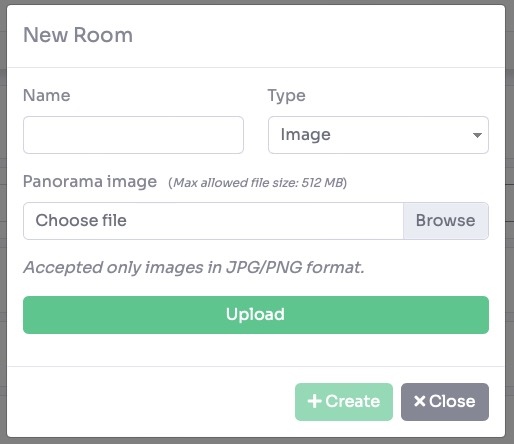 Upload Room form