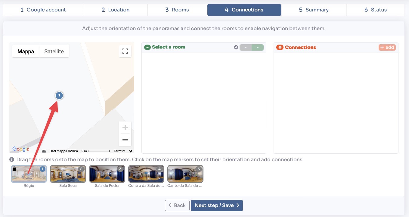 Position rooms on map by dragging