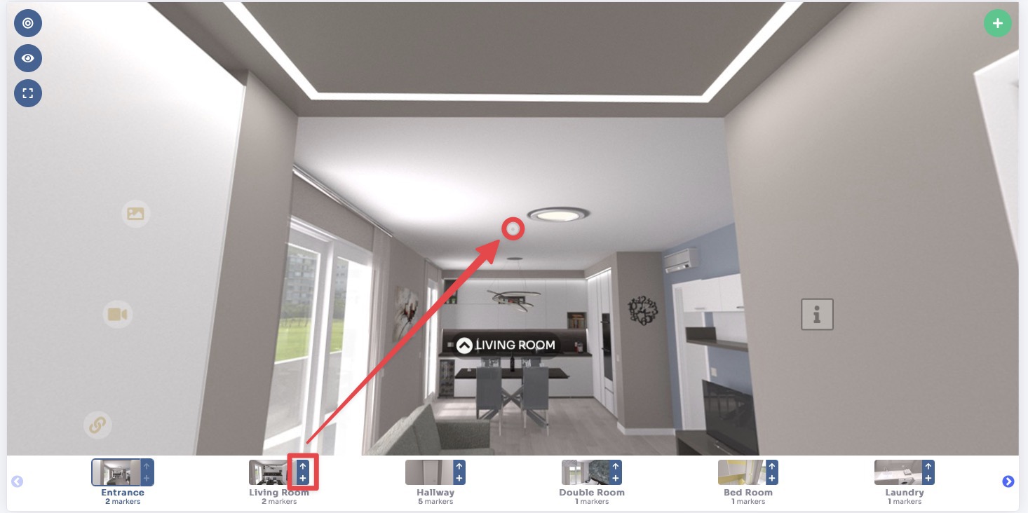 Room thumbnail shortcuts for adding markers