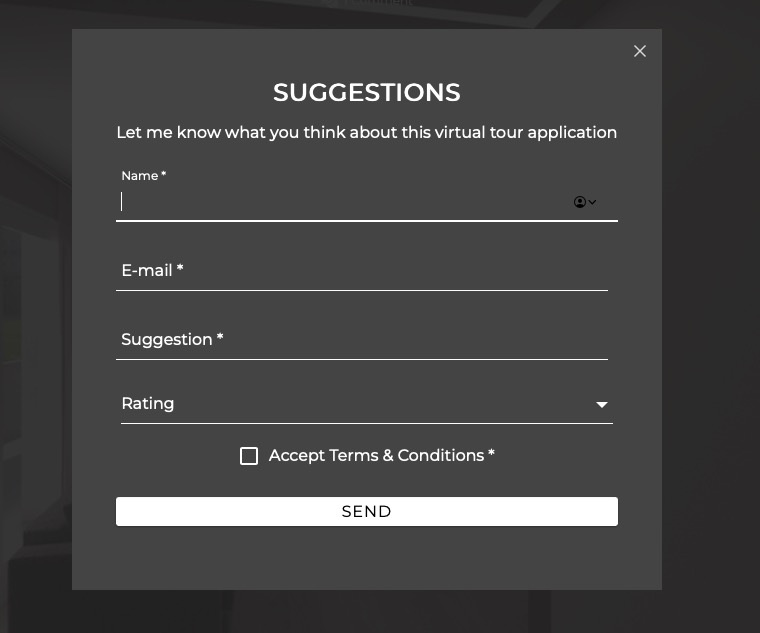 Final result - contact form displayed inside the virtual tour