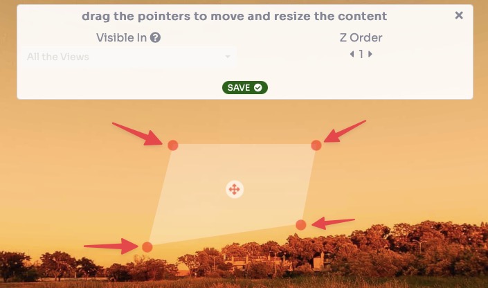 3D Object - drag 4 corners to resize and position