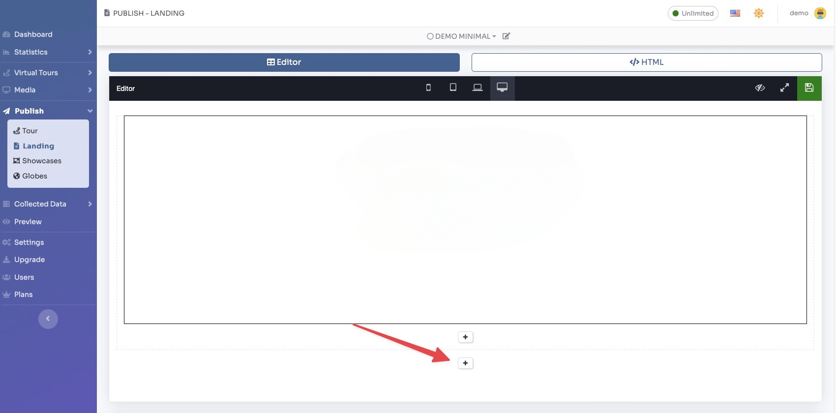 Landing page editor - add elements