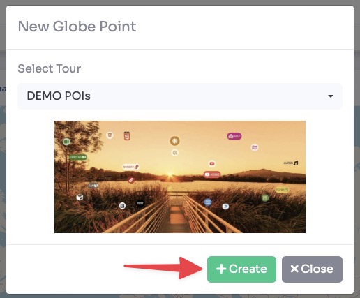 Globe with tour points
