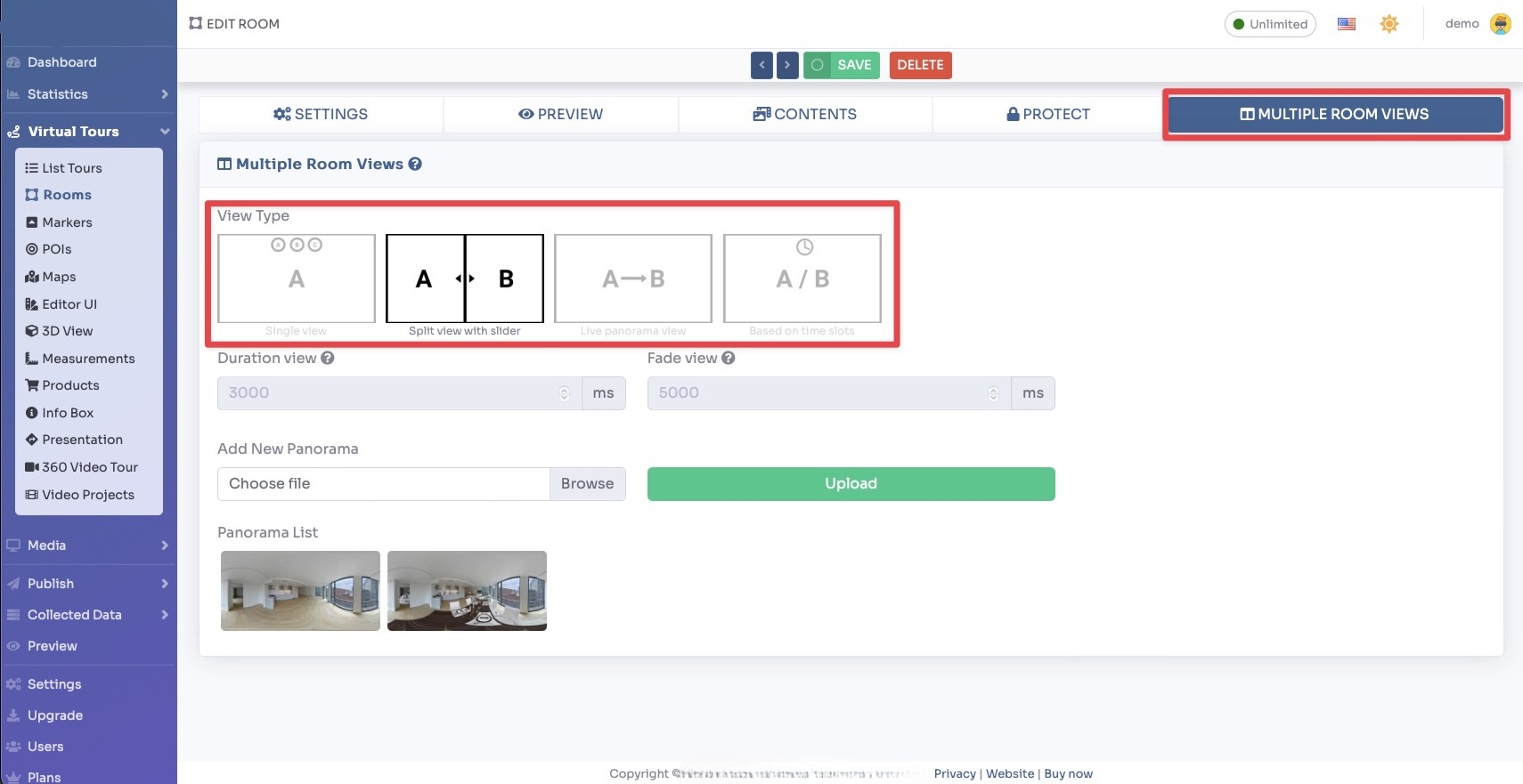 Multiple Room Views - Add New Panorama