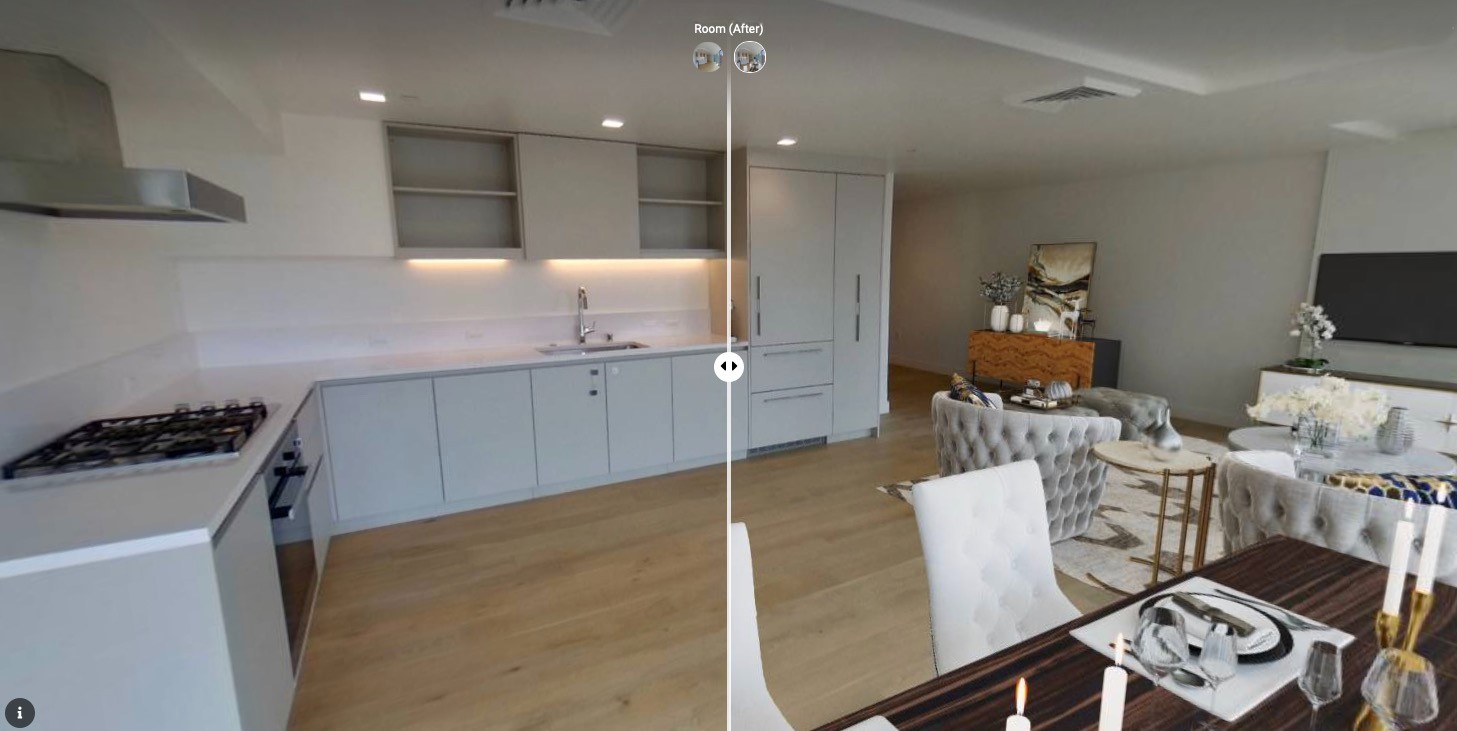 Split view with slider - before and after effect