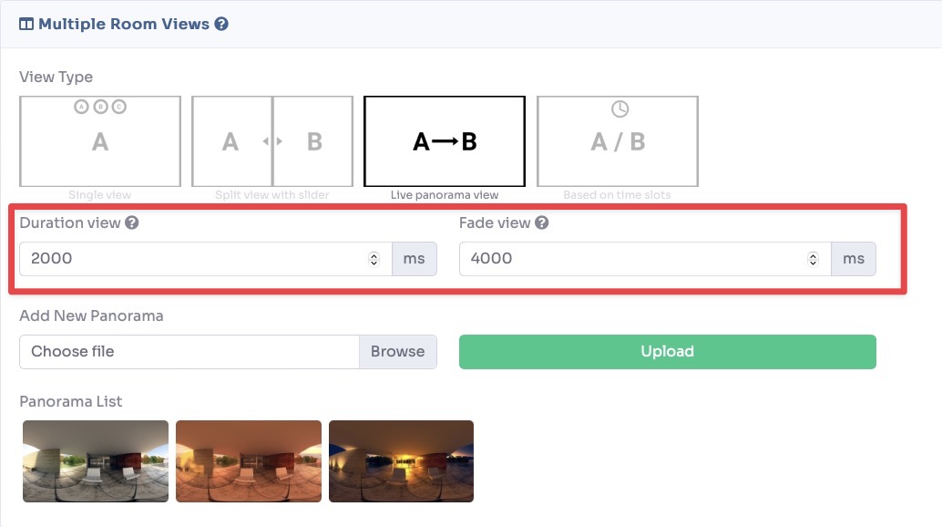 Live Panorama View settings