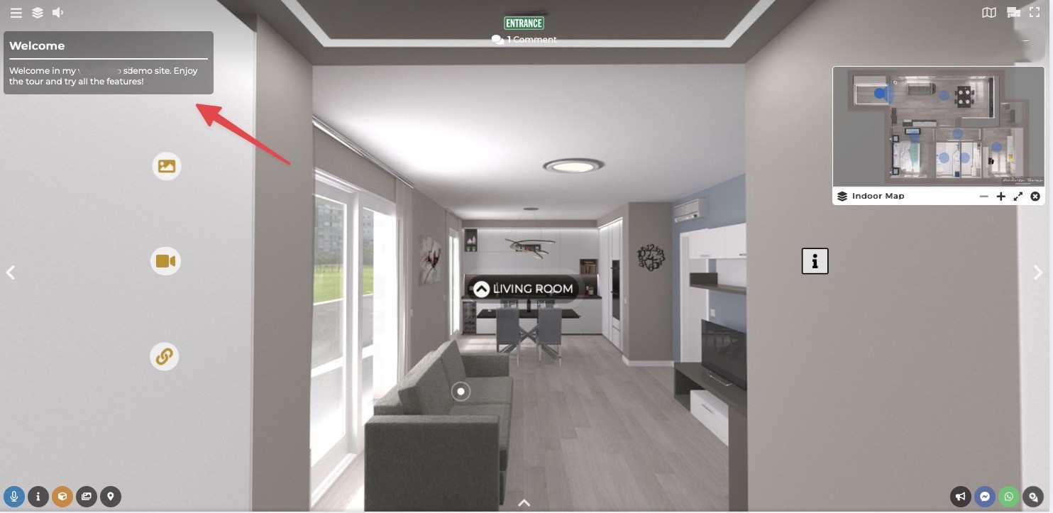 Annotation pin positioned on panorama