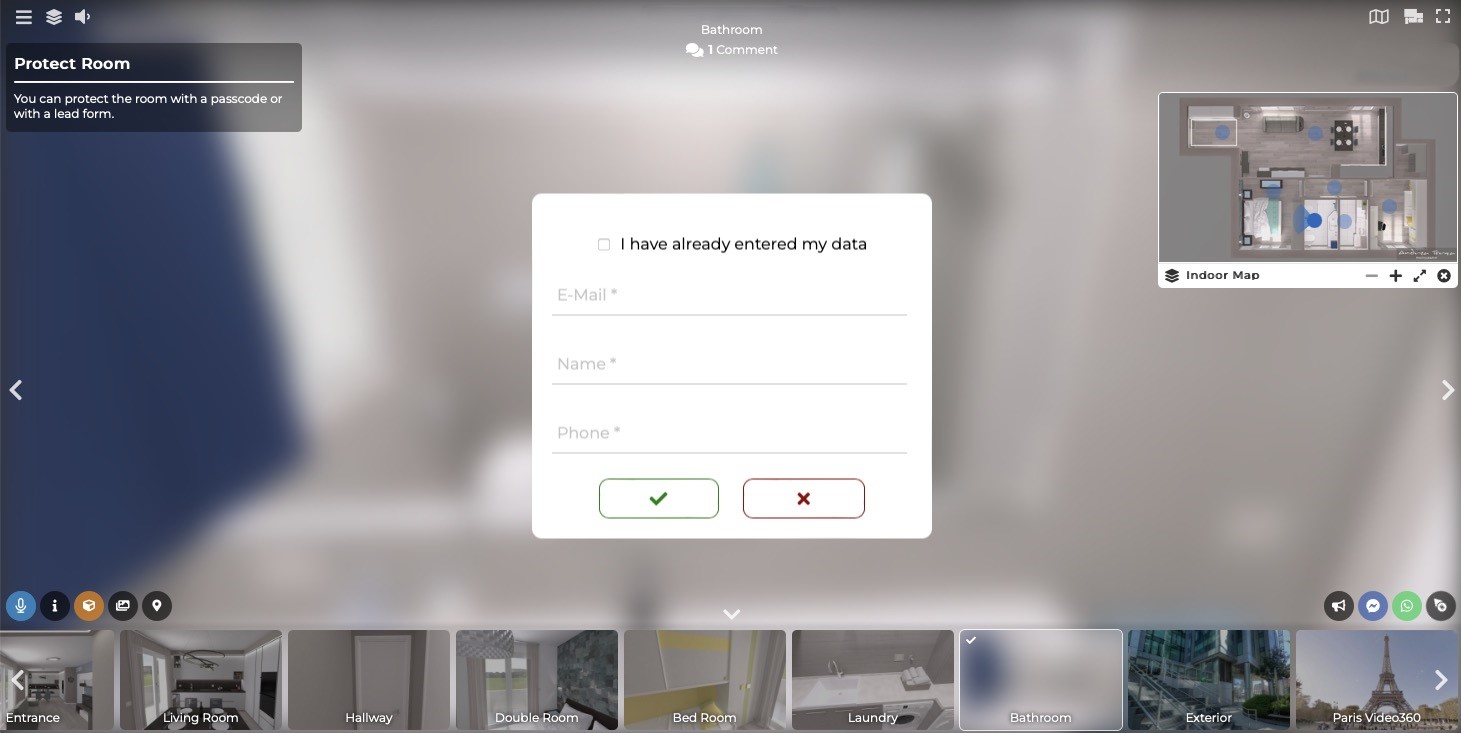 Protected room modal shown to visitor