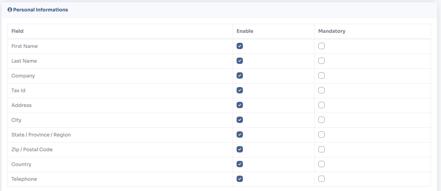 Enable Registration toggle