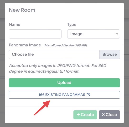 Existing Panoramas button