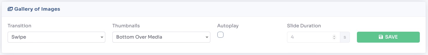 Gallery of Images settings