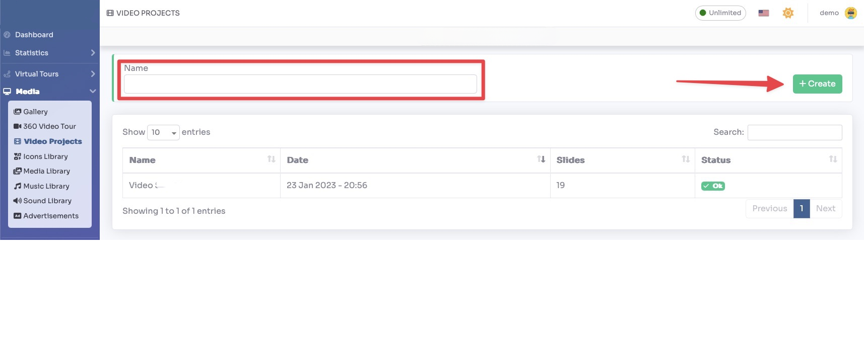 Create Video Project