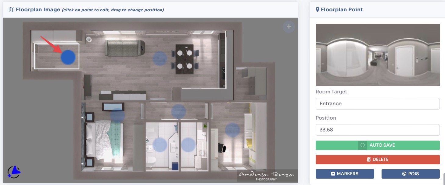 All rooms pinned on the floorplan
