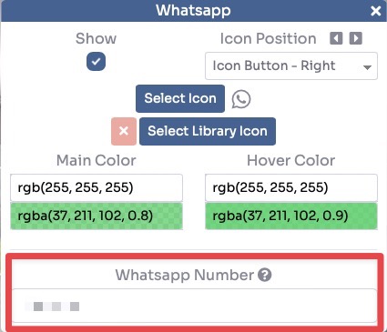Whatsapp settings panel - enable visibility and appearance